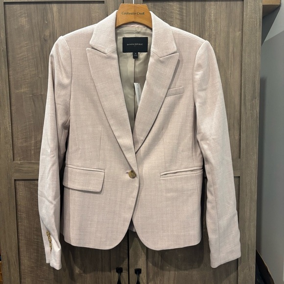 NWT Banana Republic size 0 Light Pink Blazer Jacket Herringbone one button - Picture 1 of 11